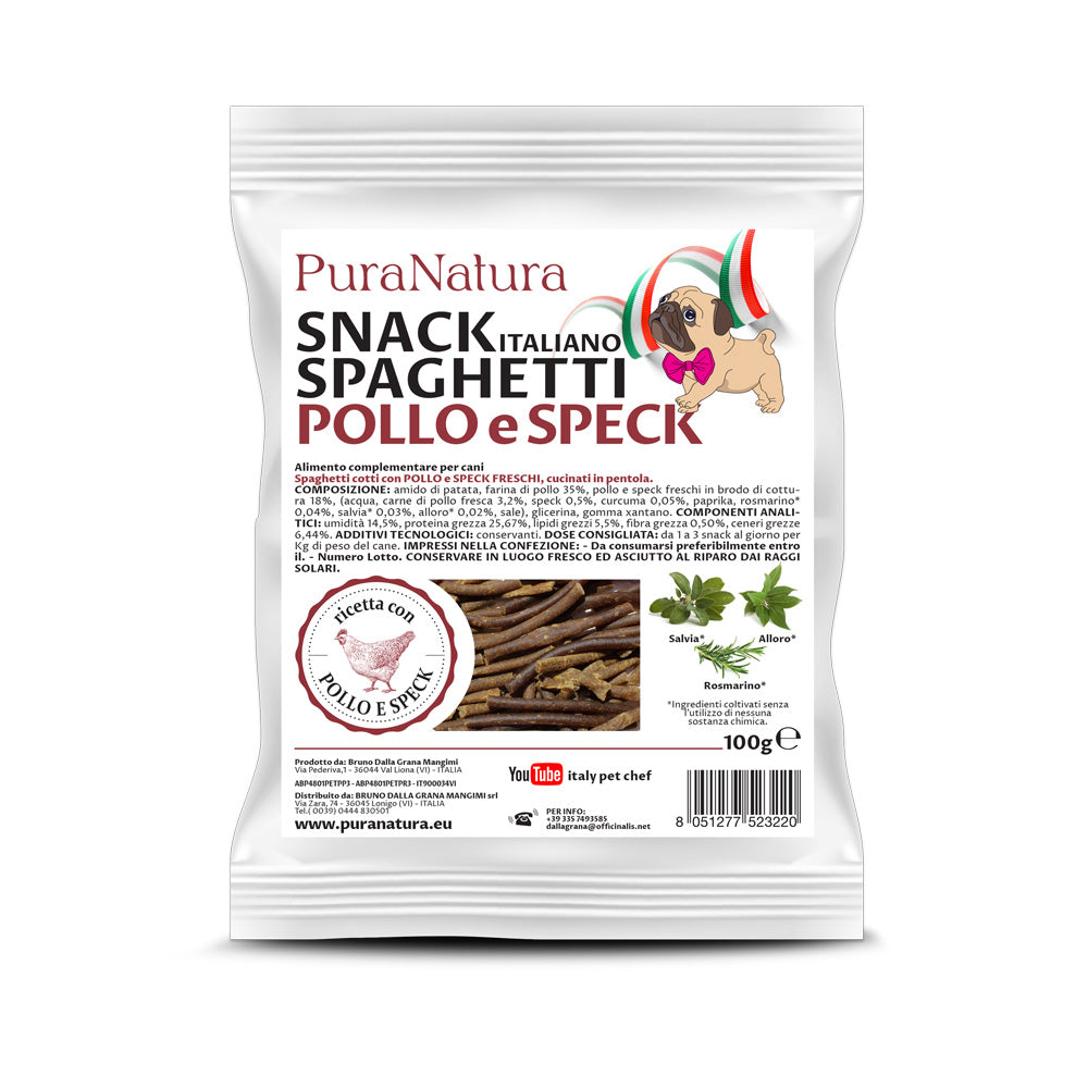SNACK SPAGHETTI CHICKEN, SPECK AND TURMERIC - Multipack 12x100g